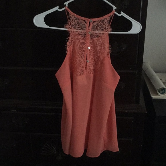 NWOT coral lace back tank with keyhole front - Picture 2 of 4